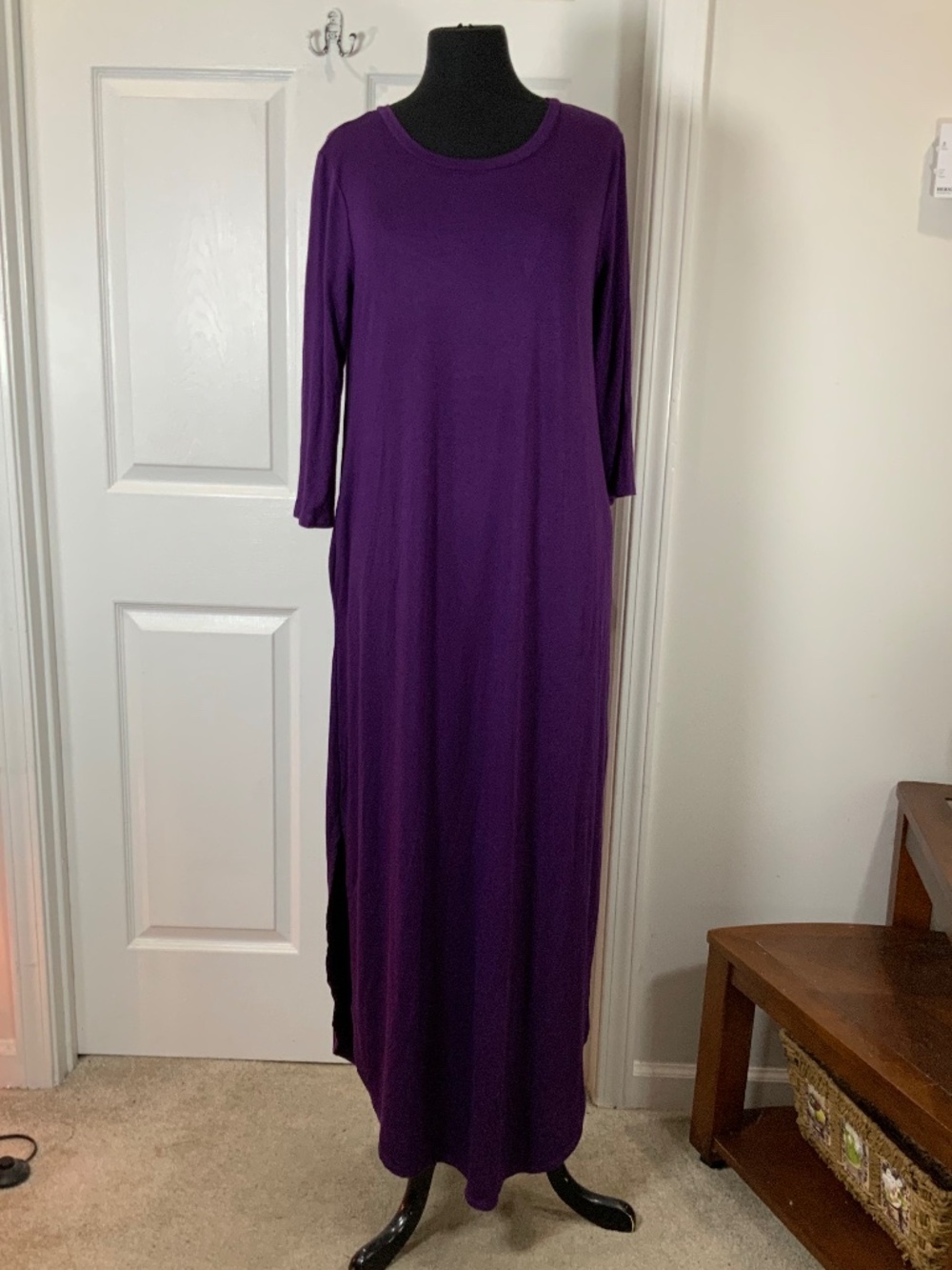 Zenana Outfitters Purple Maxi Dress Pockets Soft Casual Lounge Size Medium